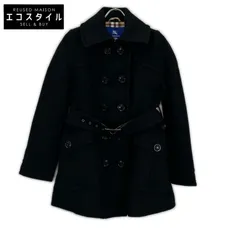 Burberry Blue Label　バーバリーブルーレーベル　ブラック ウール×アンゴラ ノバチェック ダブルボタン Aラインコート　38のサムネイル
