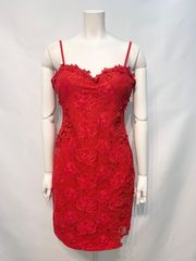 2468 キャバクラ ドレス Tika ティカ 総レース キャミ パール フラワー キャバ キャバドレス ドレ買い レッド XL