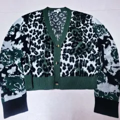 KENZO ケンゾー ブラック ヒョウ柄 レオパード Vネック カーディガン MYRのサムネイル