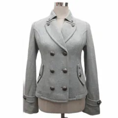 バーバリーブルーレーベル BURBERRY BLUE LABEL ジャケット ダブルブレスト ロゴ刺繍 コットン ブルゾン 38 グレー E1F13-362-07 ■IBO100のサムネイル