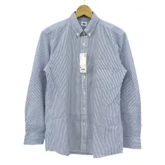 ユニクロ 長袖シャツ 未使用 コットン ストライプ柄 トップス メンズ Mサイズ ブルー UNIQLOのサムネイル