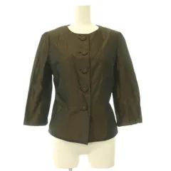 コムサデモード COMME CA DU MODE ノーカラージャケット アウター 茶 ブラウン オーロラカラー ショート丈 /BB ■MAのサムネイル
