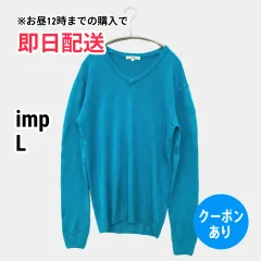 imp インプ ニット/セーター L ブルー ウール・ニット 無地 ミドル丈 長袖 Vネック メンズのサムネイル