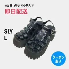 SLY スライ サンダル L ブラック 合成皮革/人工皮革 ストラップあり 太ヒール 無地 レディースのサムネイル