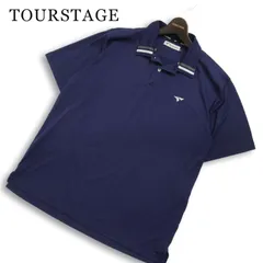 TOURSTAGE ツアーステージ ゴルフ 春夏★ 半袖 鹿の子 ロゴ刺繍 ポロシャツ 大きいサイズ Sz.LL メンズ 紺 ネイビーのサムネイル