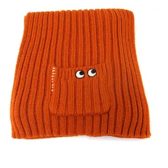 ユニクロ UNIQLO ANYA HINDMARCH リブ編み ヒートテック マフラー 目玉モチーフ オレンジ /FT3のサムネイル