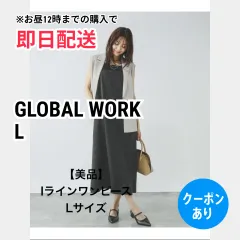 GLOBAL WORK グローバルワーク ワンピース L ブラック 無地 袖なし タイト レディースのサムネイル