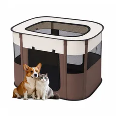 ペットサークル 猫 ゲージ 犬サークル 室内 折りたたみ ポータブルケージ通気性 耐引っ掻き 収納バッグ付き 防災 出産用 80x60x55cmのサムネイル