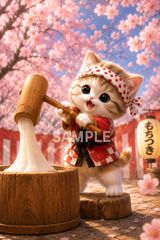 815 幻想猫アート 月夜の王者 白猫 2Lサイズ 高画質デジタルアート