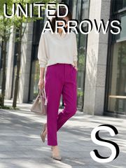 【UNITED ARROWS】テーパードパンツ 36 S パープル マゼンタ ウール センタープレス 日本製 美品 オフィス 通勤 秋冬