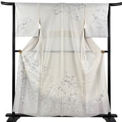 夏用 絽 訪問着 身丈157 裄64 アイボリー 藤 藤の花 着物 072b - メルカリ