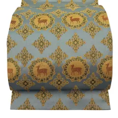 【美品】 袋帯 逸品 龍村晋 リバーシブル 鹿 華文 金糸 灰緑 全通 正絹 【中古】のサムネイル