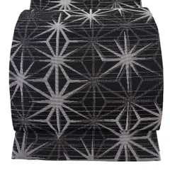 【美品】 袋帯 逸品 斉藤三才 落款 麻の葉 金銀糸 黒 全通 正絹 【中古】のサムネイル