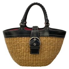 COACH コーチ ソーホー カゴバッグ かごバッグ 籠 ストロー×レザー