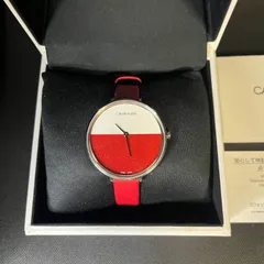 【稼働品】 Calvin Klein RISE カルバンクライン ライズ 腕時計 レディース レッド ホワイト シルバー K7A231 外箱付き 電池交換済み 動作確認済みのサムネイル