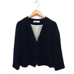 バビロン BABYLONE ノーカラー ジャケット 総裏地 アウター 無地 38 紺 ネイビー /NT35のサムネイル