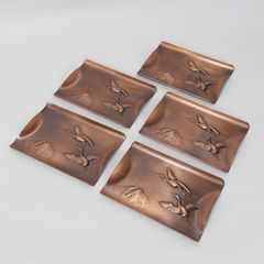 鎌倉彫 清了堂のレトロで重厚な “扇面花文銘々皿“ 5枚 - メルカリ