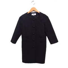 ソニア ソニアリキエル SONIA SONIA RYKIEL ノーカラー コート アウター ミディ丈 柄 ウール混 32 ブラック 黒 /FT24のサムネイル