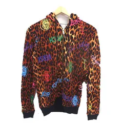 ジョイリッチ JOYRICH パーカー フーディー フルジップ レオパード ヒョウ柄 リブ袖 長袖 M 茶 ブラウン /TTのサムネイル