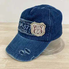 美品 べべ/BeBe デニム キャップ 帽子 インディゴ ブルー ダメージ加工 ワッペン 401 (株)べべ キッズ/子供用[OQ03840]のサムネイル