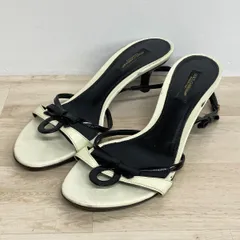 ドルチェ&ガッバーナ/DOLCE&GABBANA サンダル ミュール リボン 36 (23cm相当) ホワイト/ブラック レディース イタリア製[OB04366]のサムネイル