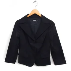 ダナキャランニューヨーク DKNY ストライプ シングル ジャケット シルク混 ウール 2 ブラック 黒 /FT42のサムネイル
