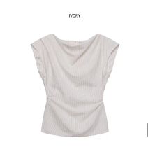 Essentia Asymmetric-Hem Gathered Top 白 M 7月下旬発送】［Essentia