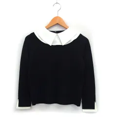 マーリエパーエフデ Maglie par ef-de ニット カットソー 付け襟 クルーネック リブ ハイゲージ 長袖 7 黒 ブラック /NT22のサムネイル