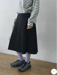 DAILYJOU ベスニ ベーシック プリーツ スカート ミディ丈 ブラックMのサムネイル