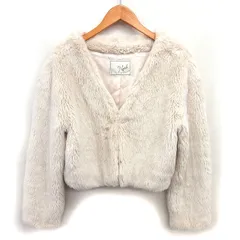 ノエラ Noela フェイクファー ワイド ノーカラー ジャケット アウター クロップド ベージュ /NT15のサムネイル