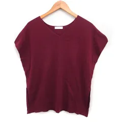 サロン SALON サンプル品 Vネック ニット セーター フレンチスリーブ 無地 レッド 赤 /FT38のサムネイル
