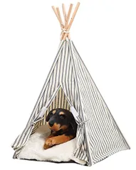 ペット ティピー テント 室内 三角 犬小屋 夏冬 対応 クッション 付き (ブルー)i 43d9c415のサムネイル