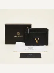 ヴェルサーチェ Vロゴ ジッパー カードウォレット ブラック (OS)のサムネイル