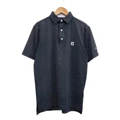 フットジョイ FootJoy 半袖ポロシャツ ストレッチ ロゴ刺繍 柄 ゴルフウェア ネイビー系 サイズM のサムネイル