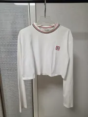 (M) ミュウミュウ 白 クロップド 長袖Tシャツのサムネイル