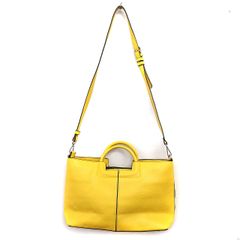 BARNEYS NEW YORK　2WAYレザーミニショルダーバッグ BARNEYS NEW YORKレザーショルダーバッグ2WAYイエローバイカラー