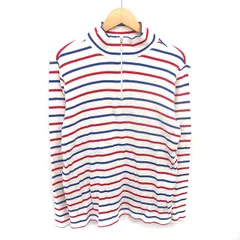 エルエルビーン L.L.BEAN コットンニット カットソー ボーダー ハーフジップ 長袖 L アイボリー レッド 赤 /TTのサムネイル