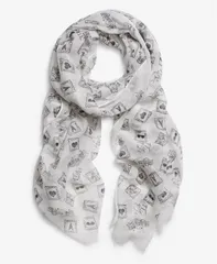 【送料無料】 カール ラガーフェルド レディース マフラー・ストール・スカーフ アクセサリー Womens Postage Stamp Wrap Blackのサムネイル