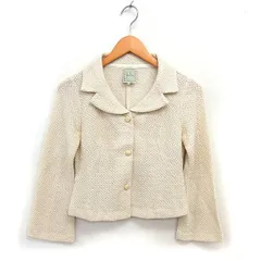シビラ SYBILLA オープンカラー ニット ジャケット クロップド リネン混 M ベージュ /NT10のサムネイル