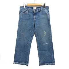 サイモンミラー Simon Miller ワイド デニム ジーンズ ひげ加工 フリンジ コットン 綿 26 青 ブルー /NT33のサムネイル