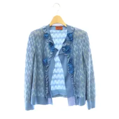 ミッソーニ MISSONI ジャガード ジャケット ノーカラー フラワー装飾 ラメ 40 ライトブルー /HS ■OSのサムネイル