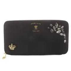 ADMJ アクセソワ Accessoires De Mademoiselle 財布 ロングウォレット クリスタル スワロフスキー ラウンドジップ レザー ブラック /YO36のサムネイル