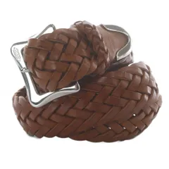 ジェイ&エムデヴィッドソン J&M Davidson ENVELOPE BUCKLE TIP END ベルト メッシュ レザー 34/85 ブラウン /YO37 ■のサムネイル