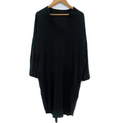 プレインピープル PLAIN PEOPLE ワンピース ミモレ丈 長袖 スリットネック ウール 2 紺 ネイビー /SM12のサムネイル