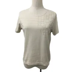 チャージ CHARGE カットソー Tシャツ プルオーバー ラウンドネック 刺繍 ビーズ スパンコール 半袖 L ベージュのサムネイル