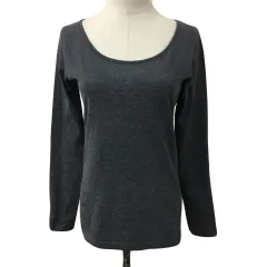 ミスティウーマン mysty woman カットソー Tシャツ プルオーバー ラウンドネック 無地 長袖 M グレーのサムネイル