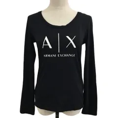 アルマーニエクスチェンジ A/X ARMANI EXCHANGE Tシャツ カットソー プルオーバー Uネック プリント ロゴ 長袖 S 黒 ブラックのサムネイル