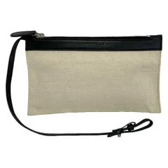 BALENCIAGA(バレンシアガ) ポーチ美品  - アイボリー×黒 ネイビーカバス用ポーチ レザーのサムネイル