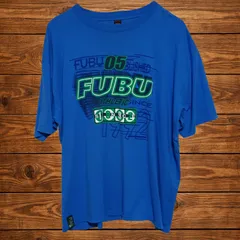 古着 00s FUBU フブ HIPHOP B系 ブランド設立 1992 両面ロゴ 発泡プリント デカロゴ 半袖 Tシャツ エジプト製 アメカジ レトロ ストリート ゆるだぼ 超極太 スーパービッグサイズ コバルトブルー 青 メンズ 3XLのサムネイル