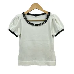 Rene(ルネ) 半袖カットソー サイズ36 S レディース美品  - 白×ネイビー パール/チェーン/ラメのサムネイル